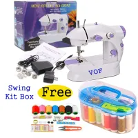 8 in 1 Mini Sewing Machine - Dual Speed Portable Mini Electric Pedal Double Threads Rewind Swing Machine